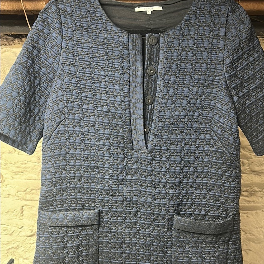 FRNCH Textured Blue Mini Dress
